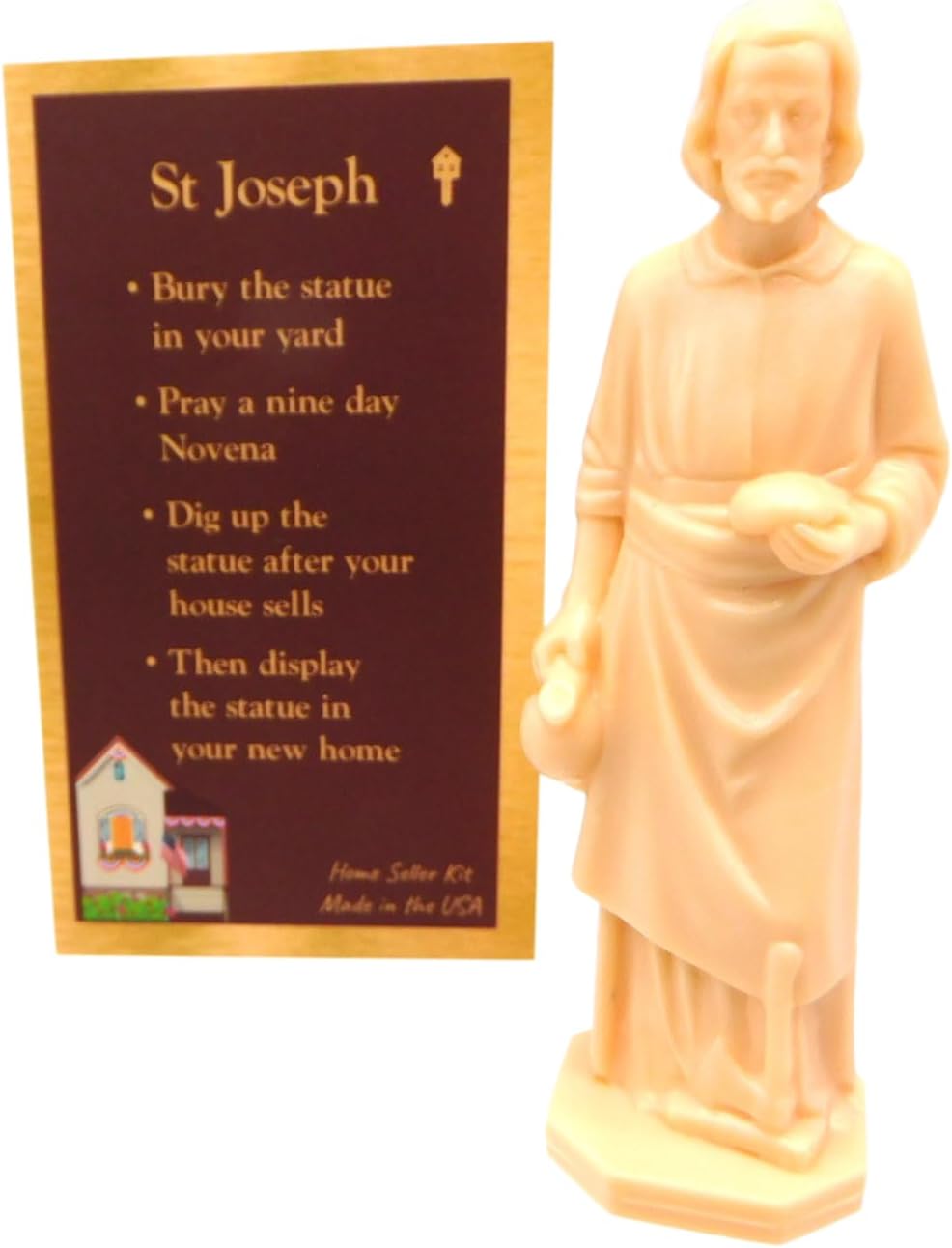 Westmon Works St Joseph House Selling Statue and Double Sided Prayer Card Faith-Based Made in The USA Figurine with Prayer for Selling Homes