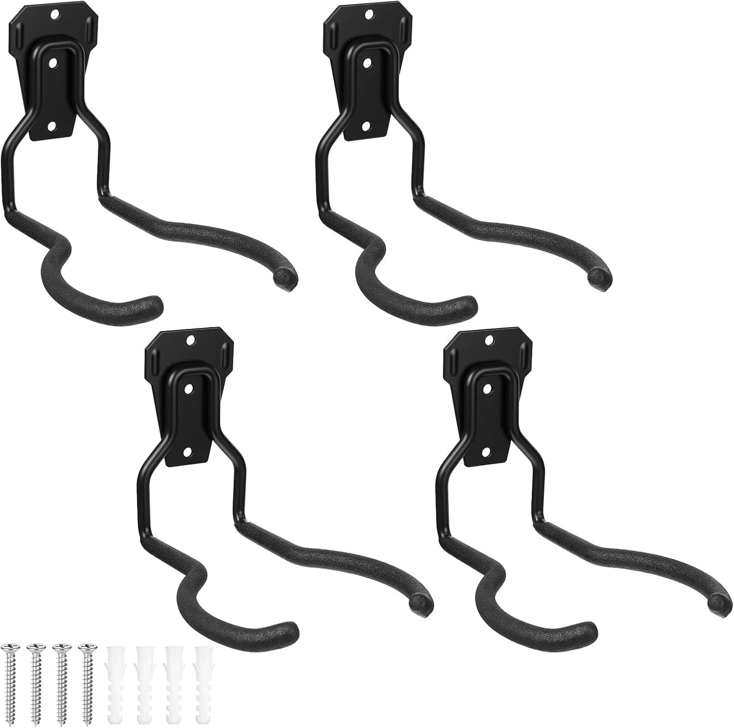 MAQUITA Garden Tool Wall Mount Rack, 4-Piece Steel String Trimmer Holder, Garage Storage Hook for Weed Eater, Leaf Blower, Lawn Equipment
