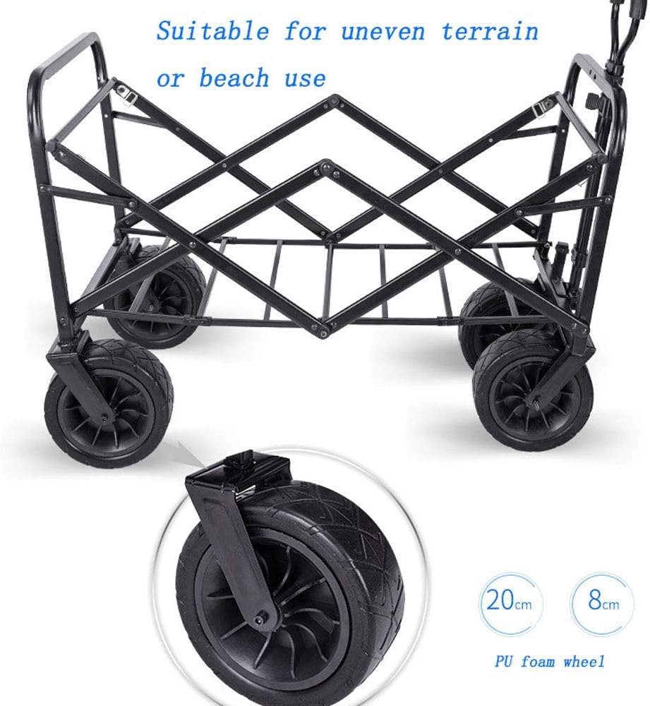 Folding Garden Trolley with Safety Belt Pull Wagon Hand Cart Foldable 