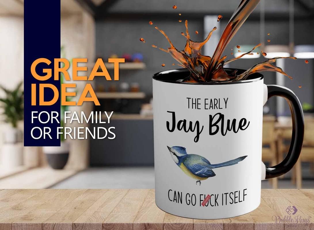 Bird Lover Two Tone Black Edition 11oz - Early Jay Blue go - Hummingbi