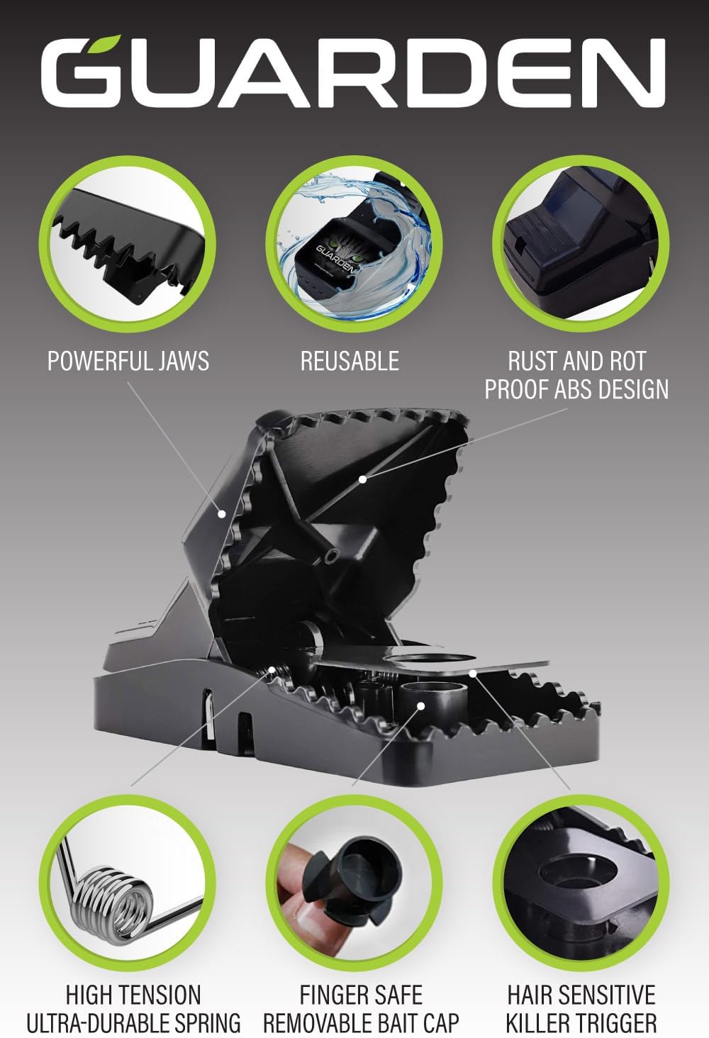Rat Trap Six Pack - Indoor and Outdoor Traps for Mice, Voles, Rats, Ch