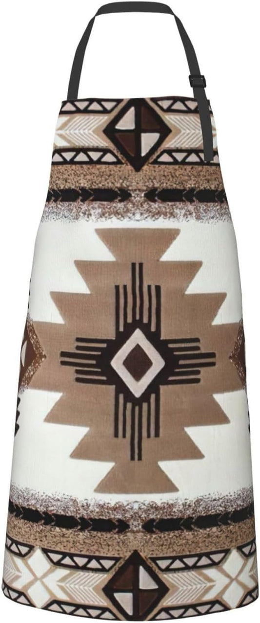 Native American print Waterproof apron with pocket adjustable cooking 