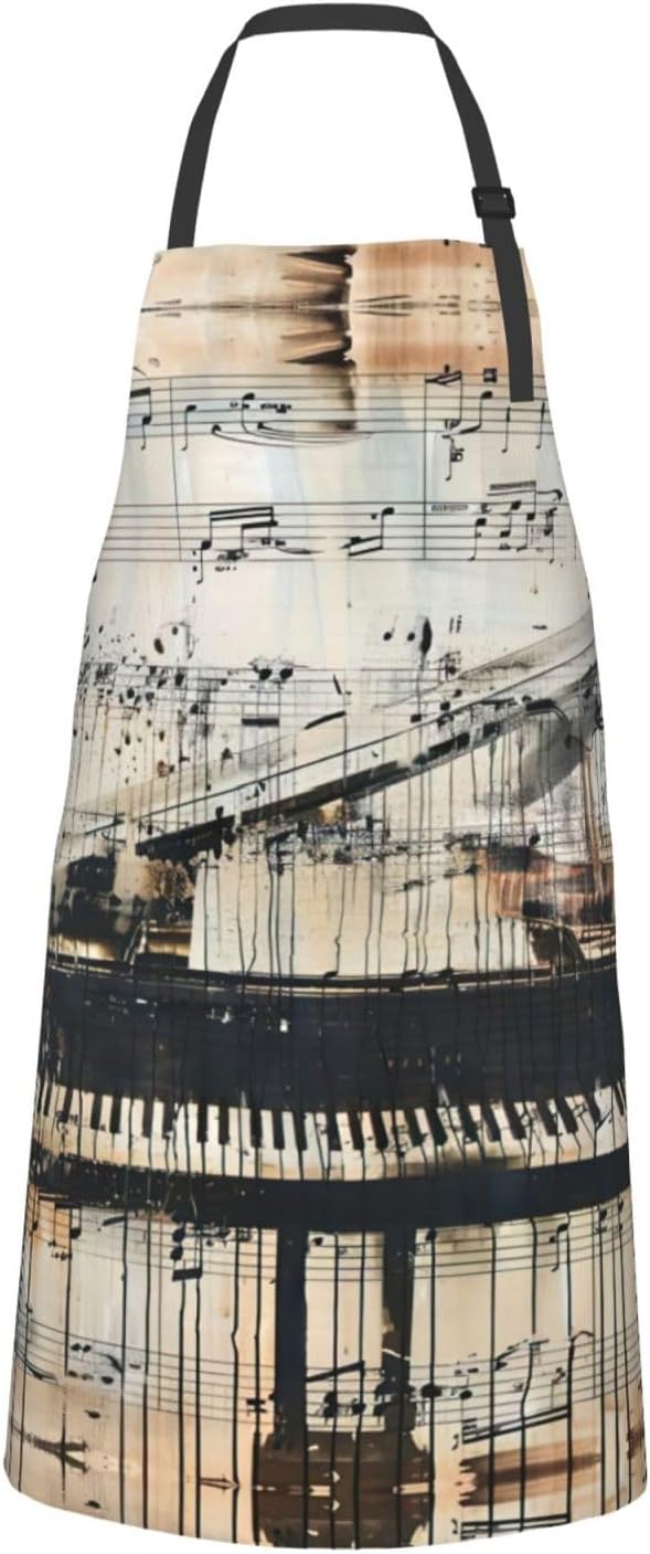 Sheet Music print Waterproof chef's apron with pocket apron for kitchen cooking baking barbecue and gardening