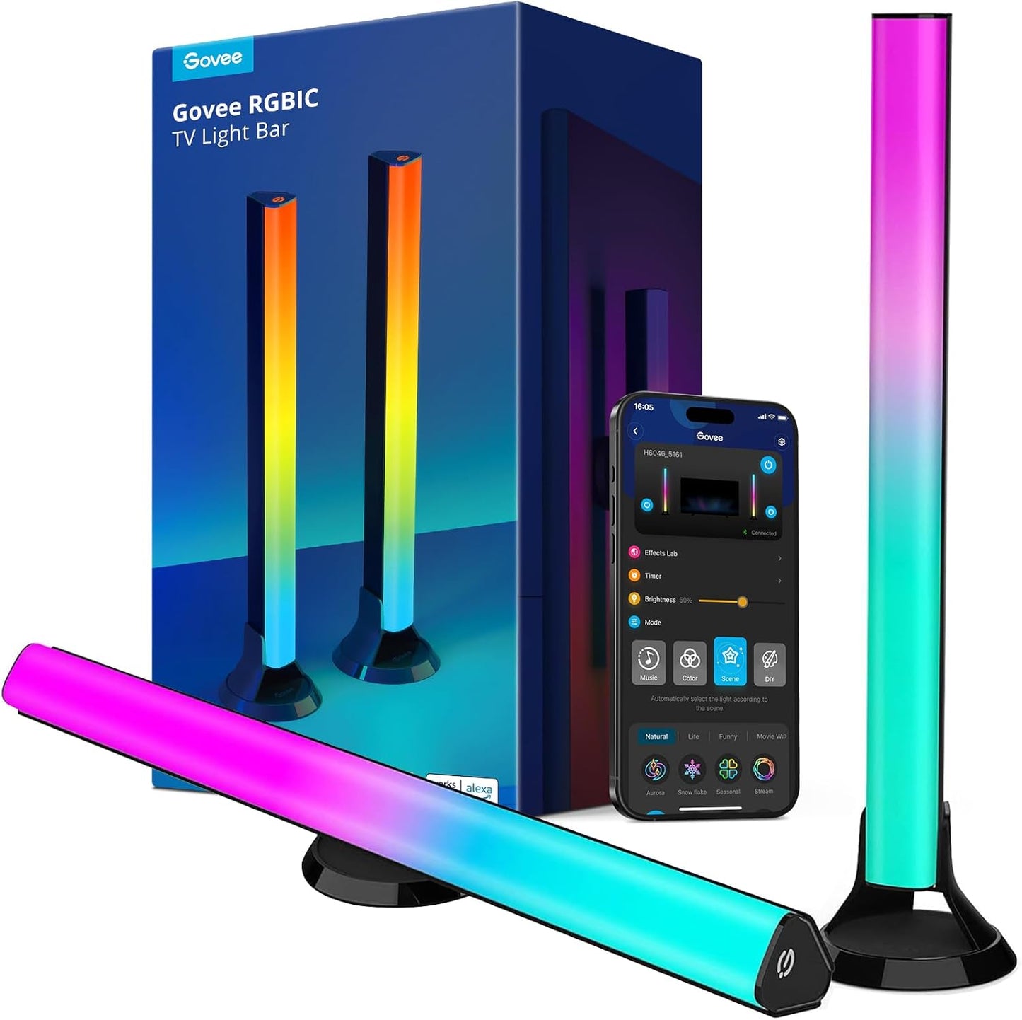 Govee RGBIC Light Bars, 15 Inches WiFi TV Backlight Suitable for 45-70