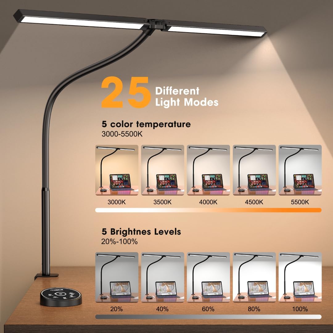 Led Desk Lamp for Office Home - Eye Caring Architect lamp with Clamp,D