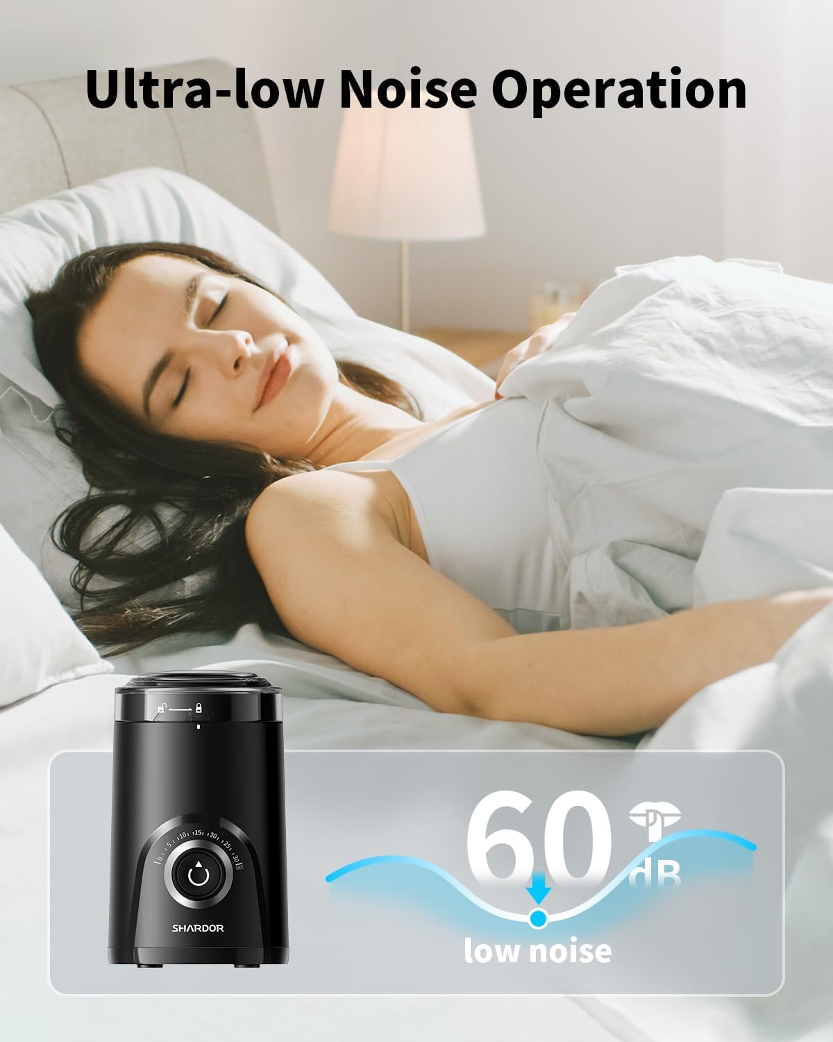 SHARDOR Electric Super Silent Blade Coffee Grinder, Timed Grind Contro