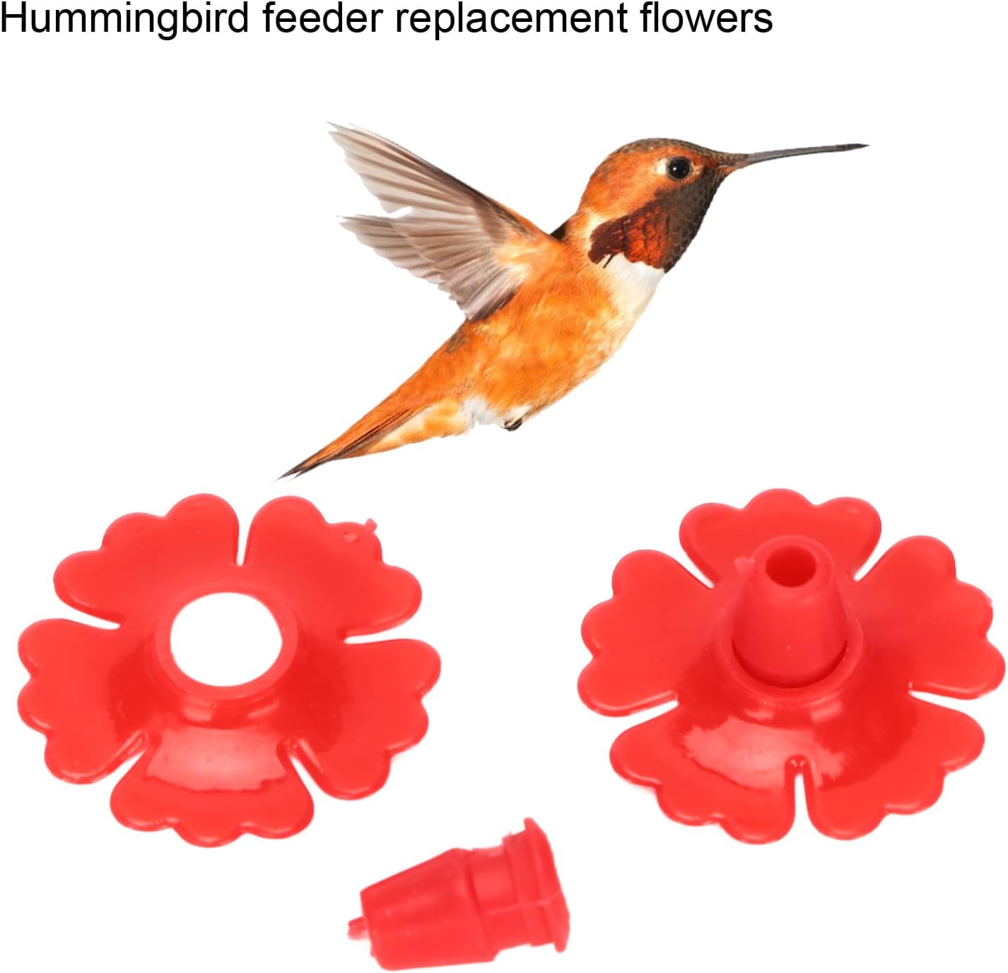 Hummingbird Feeders 30 Set Wild Bird Flower Feeder, Bird Feeder Replacement Parts Feeding Ports Hummingbird Feeders for Outdoors, 1.2in Small Flower Feeder for Hummingbird (Red)