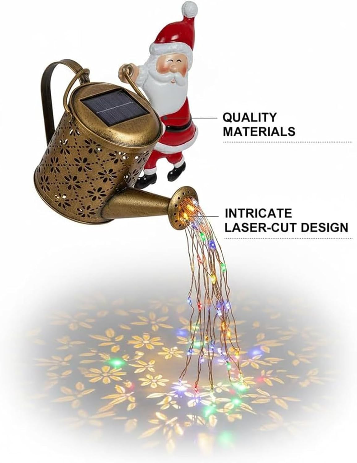 Solar Santa Kettle Lights - Christmas Outdoor Decoration | Waterproof Vintage Solar-Powered Santa Light for Lawn, Backyard, Garden, Walkway, Poolside, Home, Office, Holiday Party, Festive Yard