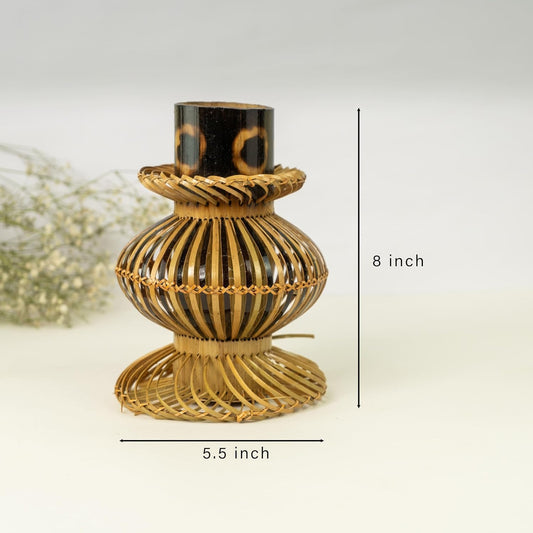 Handmade Bamboo Flower Vase - 100% Natural Rustic Planter Pot for Indoor & Outdoor Plants - Farmhouse & Boho Home Décor - Decorative Wooden Vase for Christmas, Halloween, Thanksgiving