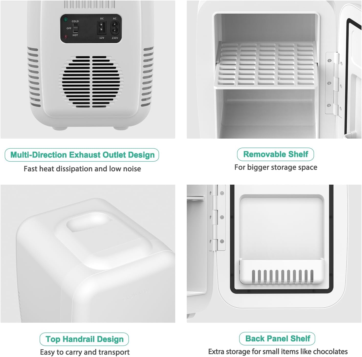 CROWNFUL Mini Fridge, 4 Liter/6 Can Portable Cooler and Warmer Persona
