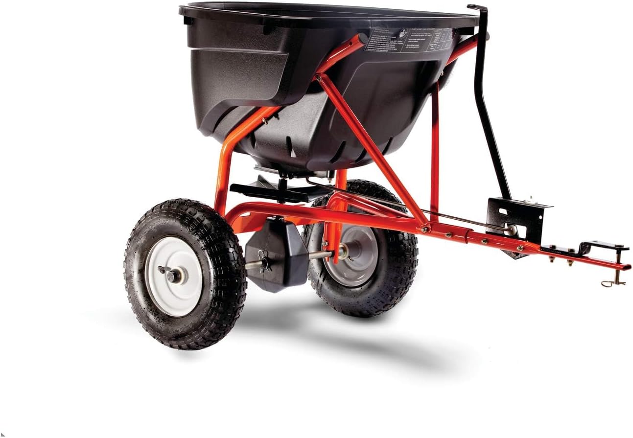 Agri-Fab 45-0463 Pull Behind Broadcast Spreader,130 lb. Hopper Capacity Designed for Seed, Fertilizer, Salt, Ice Melt with Universal Hitch,12 ft. Spread Width for Riding Lawn Mowers and Lawn Tractors