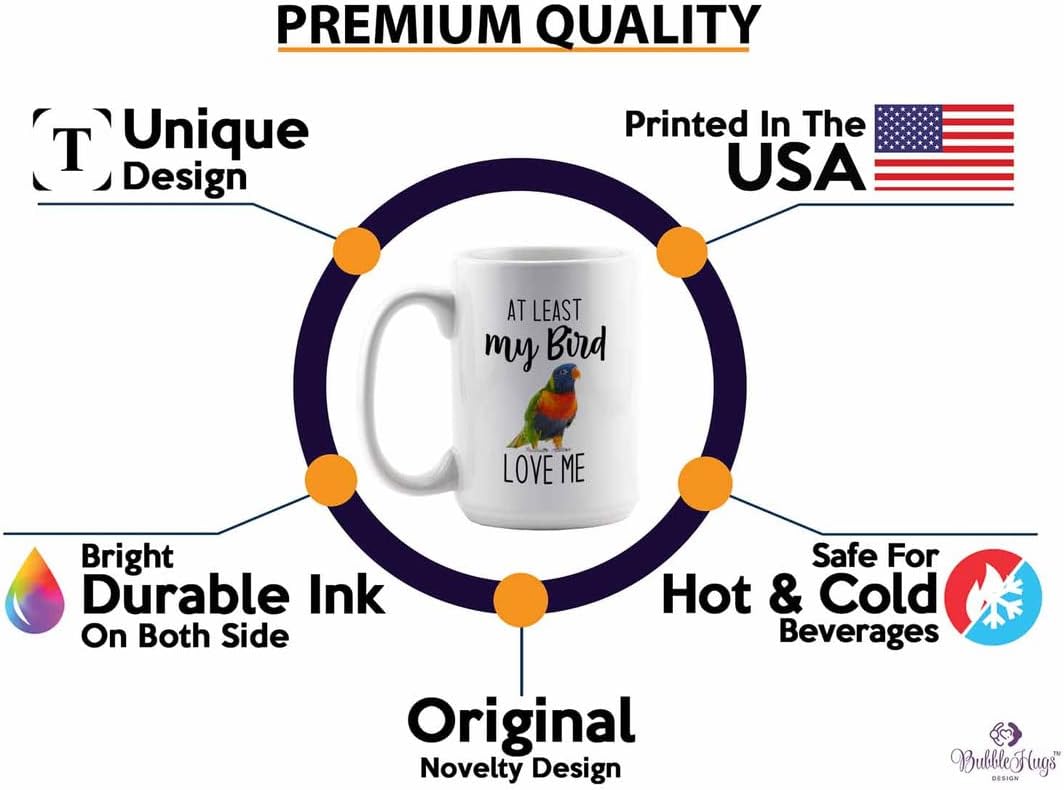 Bird Lover Coffee Mug 15oz White - Bird loves me - Hummingbird Nest Cage Parrot Dad Gardening Outdoor Birdwatcher Feeder