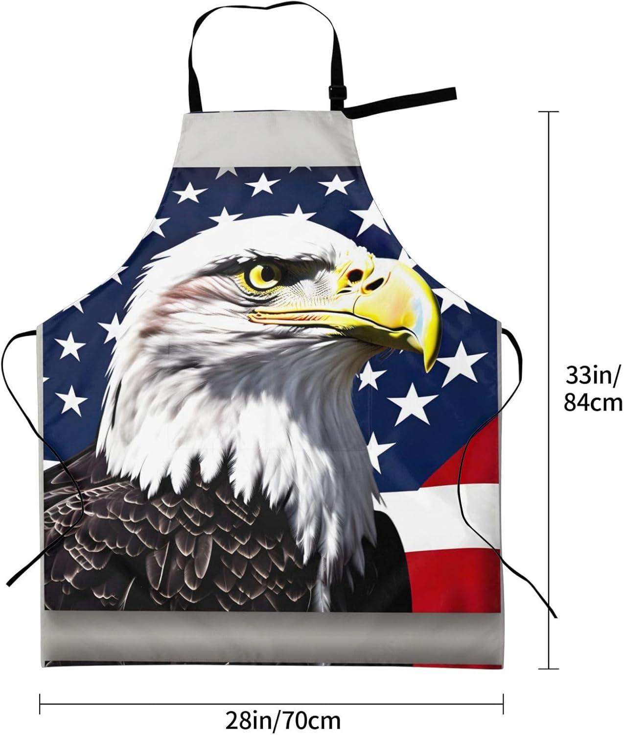 Bald Eagle Flag print Waterproof chef's apron with pocket apron for kitchen cooking baking barbecue and gardening