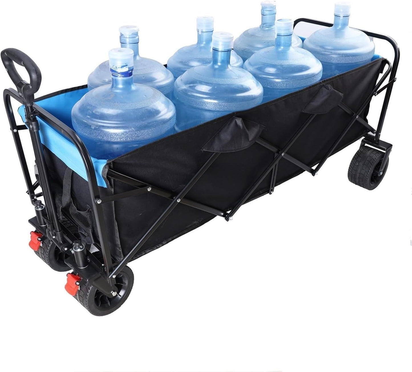 Extra Long Extender Folding Wagon, Beach Wagon for Sand with Big Wheels,Big Large Capacity Folding Cart Extra Long Extender Wagon Cart Folding Wagon Garden Shopping Beach Cartfor Garden, Farm, Yard