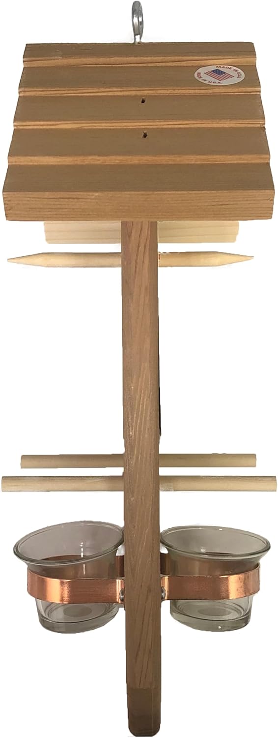 Heath Outdoor Products CF-2; Made in The USA, Double-Sided Oriole Feeder, Holds 2 Orange Halves and Jelly Jars, Cedar Construction, Ample Perch Room