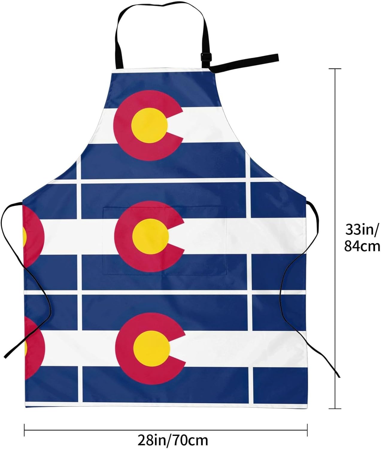 Colorado state flag print Waterproof chef's apron with pocket apron for kitchen cooking baking barbecue and gardening