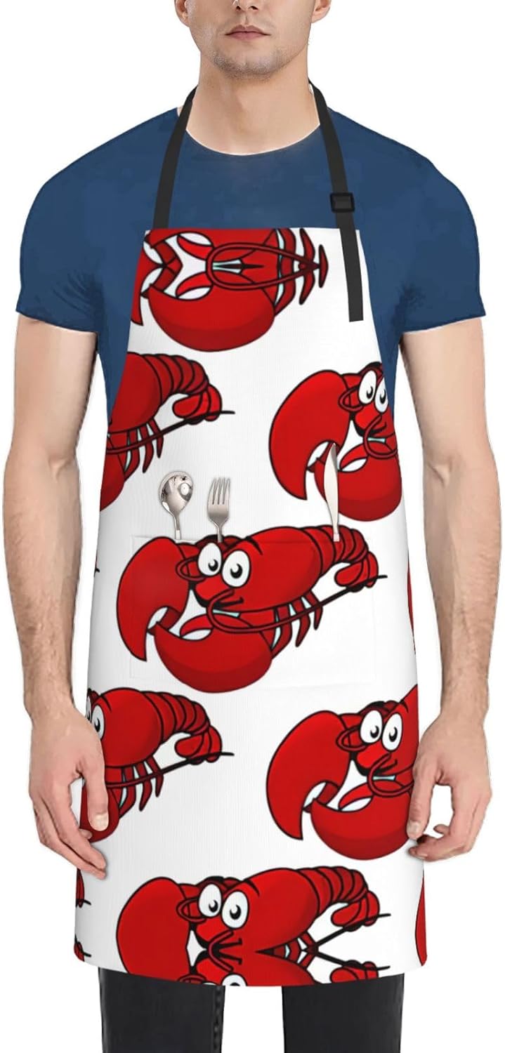 Red Lobster Print Print Laundry apron 28x33 In Waterproof Kitchen Apro