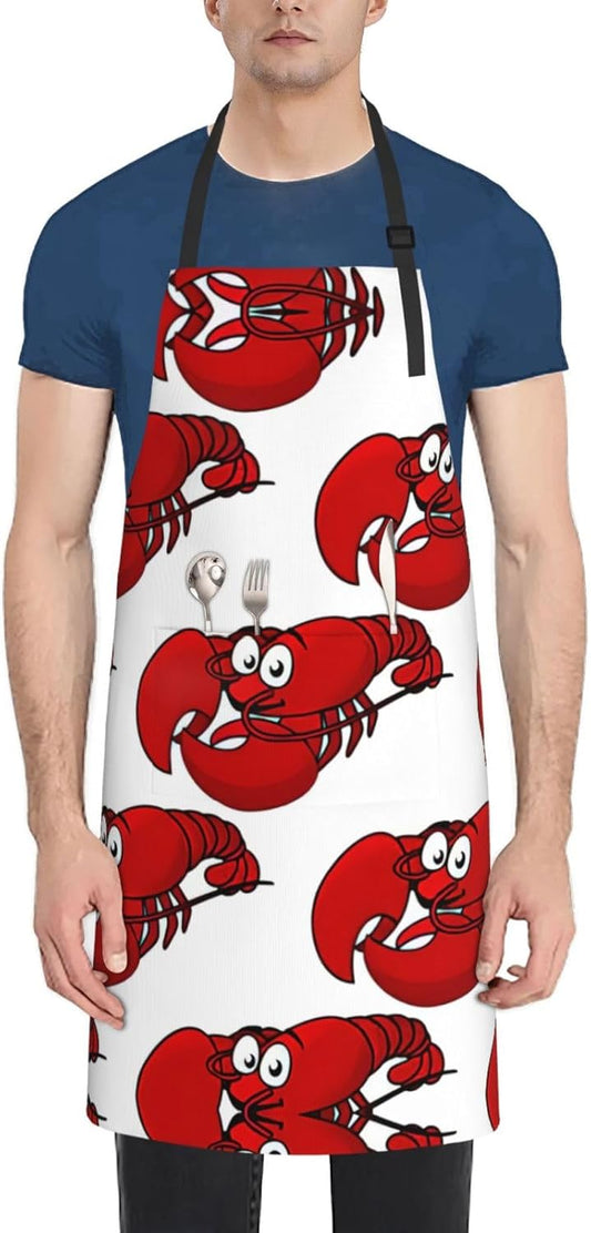 Red Lobster Print Print Laundry apron 28x33 In Waterproof Kitchen Apro