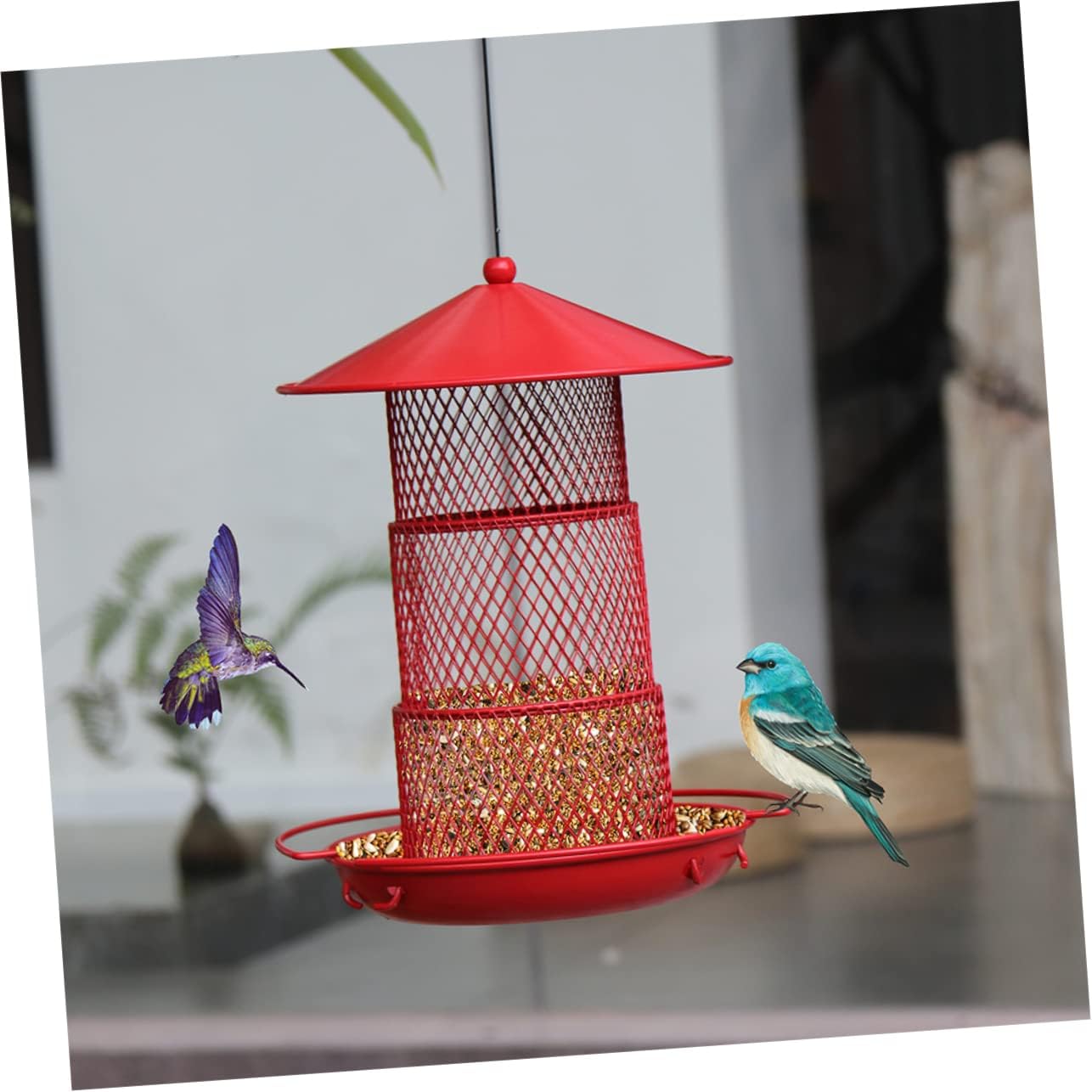 Milisten Metal Three Outdoor Hanging Wild Bird Feeder for Various Bird