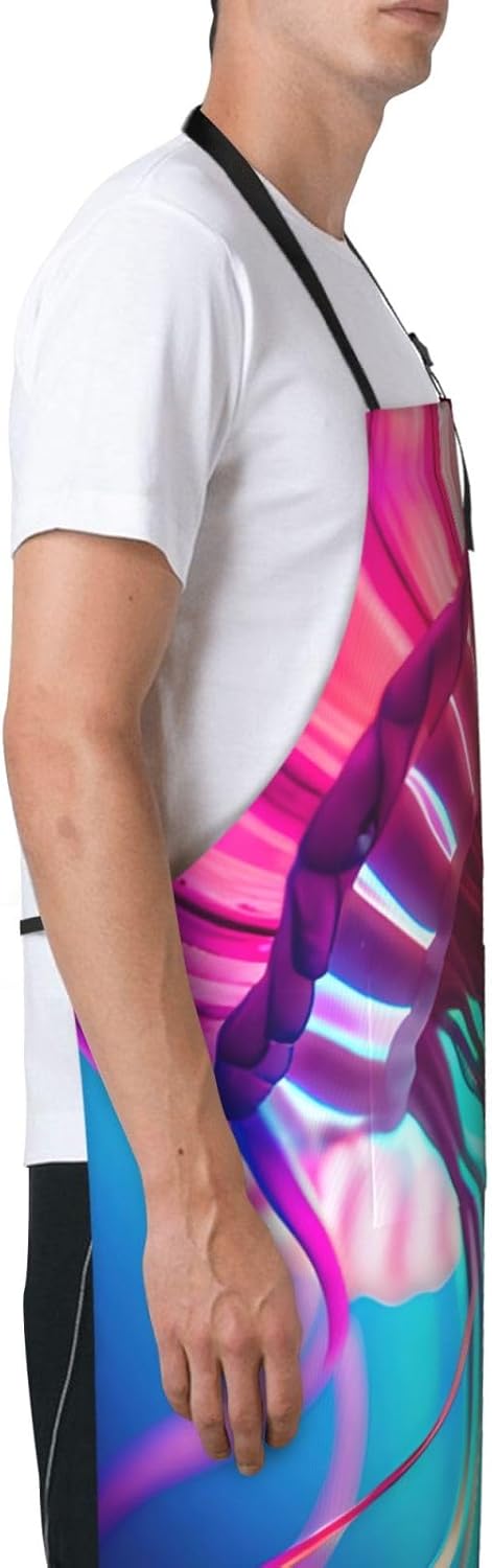 Colored jellyfish print Waterproof chef's apron with pocket apron for 