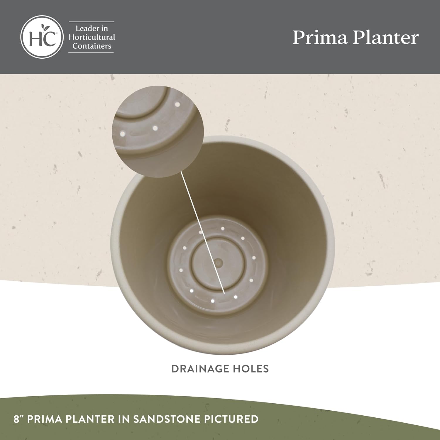 The HC Companies 14 Inch Prima Round Planter Pots with Drainage Holes 