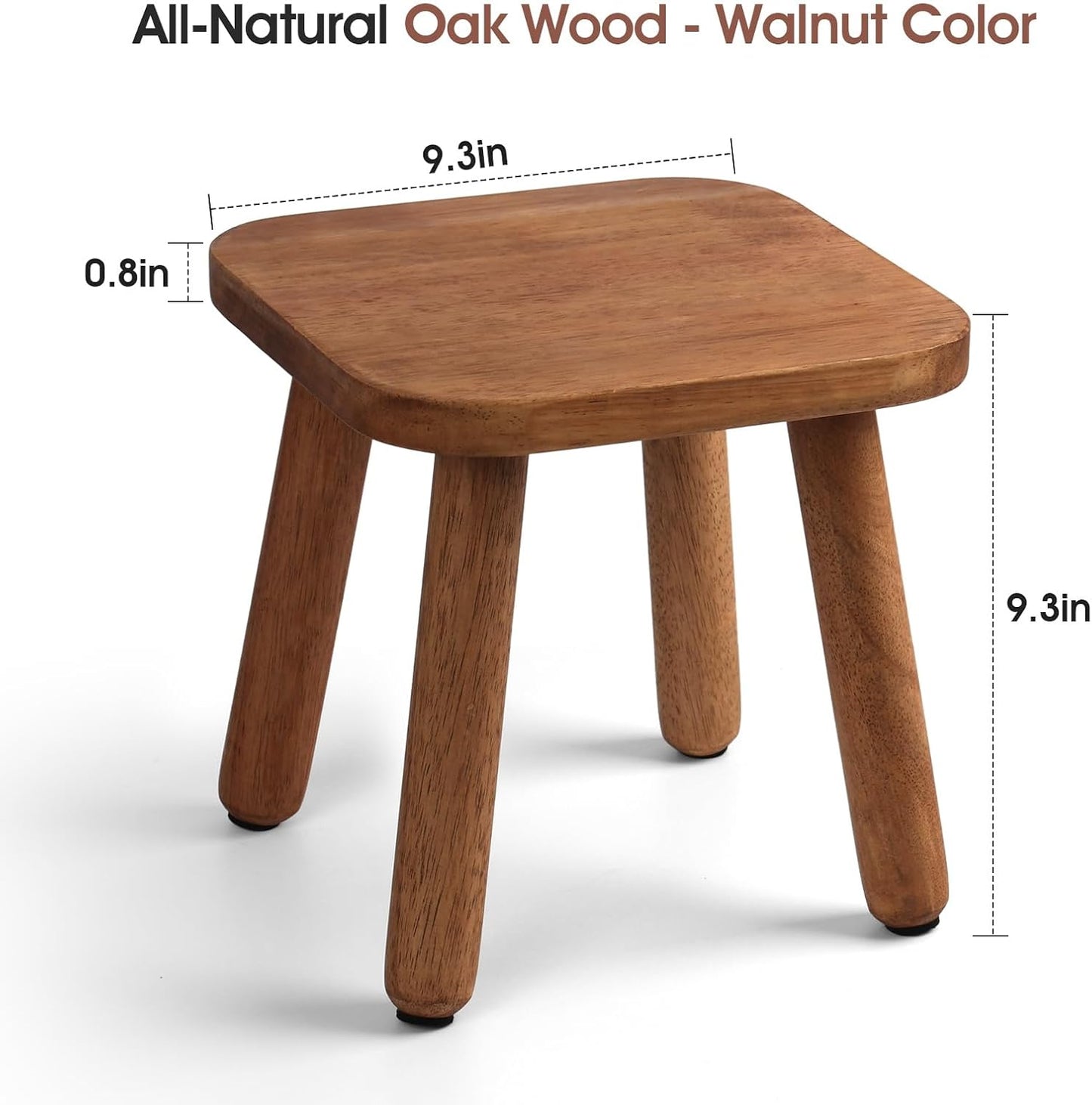 Solid Wood Step Stool 9.3" - 300lbs Capacity Plant Stand Indoor, Smal Stools to Sit on, Multi-Use Footstool for Bathroom/Bedroom/Kitchen Color: Walnut