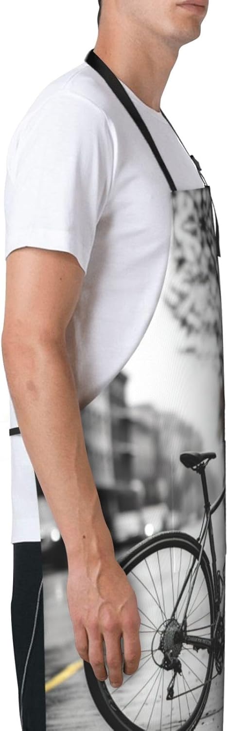 Car and bicycle print Waterproof apron with pocket adjustable cooking apron for adult kitchen bibs to bake