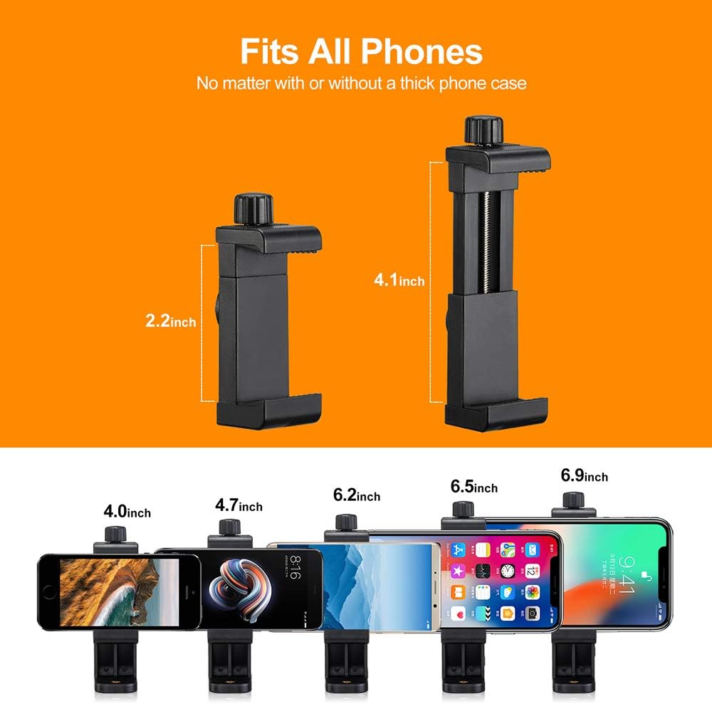 Phone Tripod Mount Adapter/Universal Tripod Cell Phone Holder, Fits Any Smartphone, 1/4" Standard Screw, Rotating Vertical and Horizontal, Compatible with iPhone, Samsung, Selfie Stick, Monopod