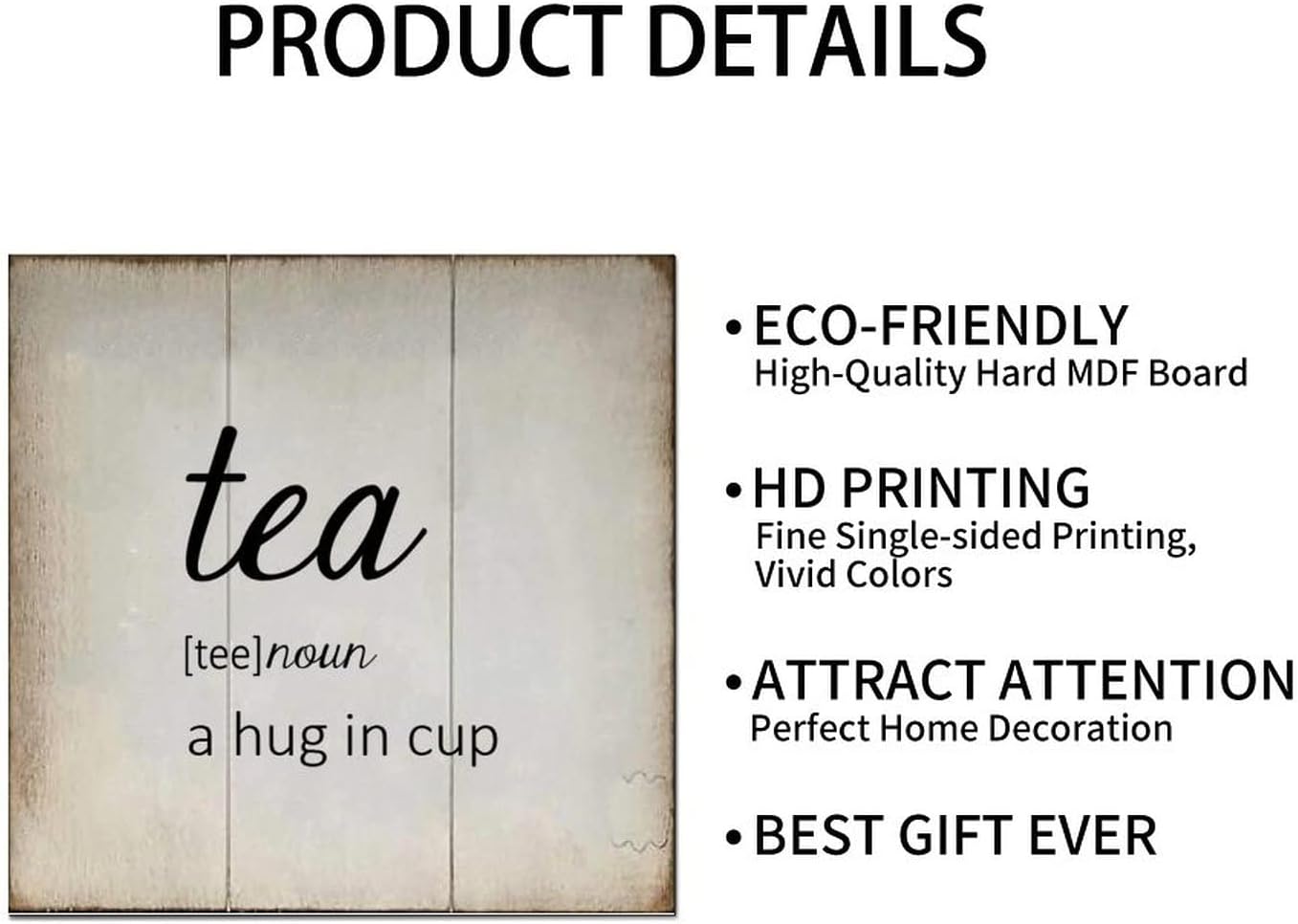 LITTLEGROVE SEEDS Rustic Wood Signs Tea Definition Typography Wood Plaque Tea Wall Decorations for Living Room Rustic Wall Art for Home Man Cave Door Porch Garden Party 16x16in