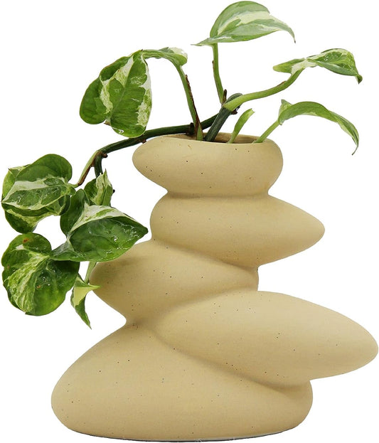 Cotta Planters Flower Vase – Simple and Minimalist Ceramic Vase – Matt Finish Flower Pot or Vase – Small Vase Home Decorations for Living Room – Beige Boho Vase – Unique Accent Piece