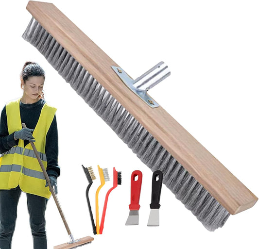 Stiff Wire Broom, Wire Broom Head, 24 Inch Metal Bristles with Socket 