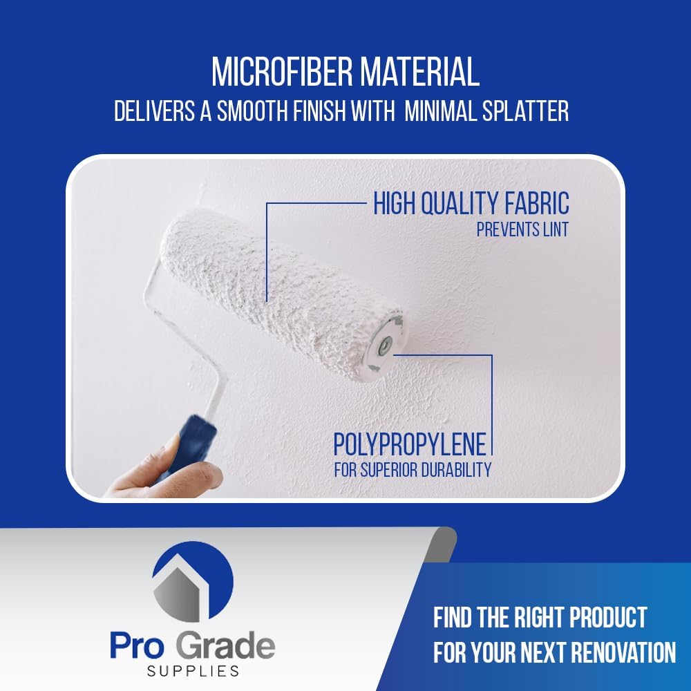 Pro Grade Paint Roller Kit, Brush & Roller,10 Piece Set, Wall Painting Naps for Professionals & Homeowners - All Paints & Stains, Washable, Reusable, Easy to Clean, Superior Absorbency.