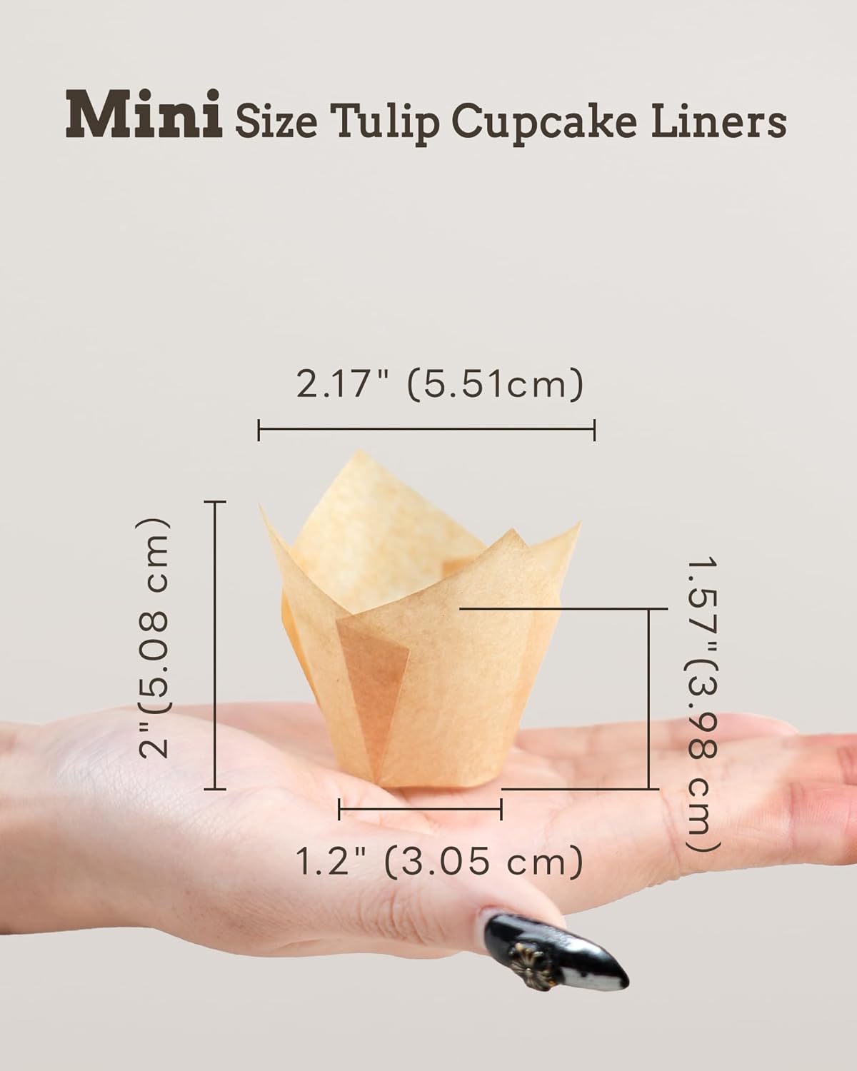 200pcs Natural Mini Tulip Cupcake Liners for Baking Cups, Unbleached, Greaseproof EU Parchment paper, Mini Tulip Muffin Liners for Party, Christmas, Valentines