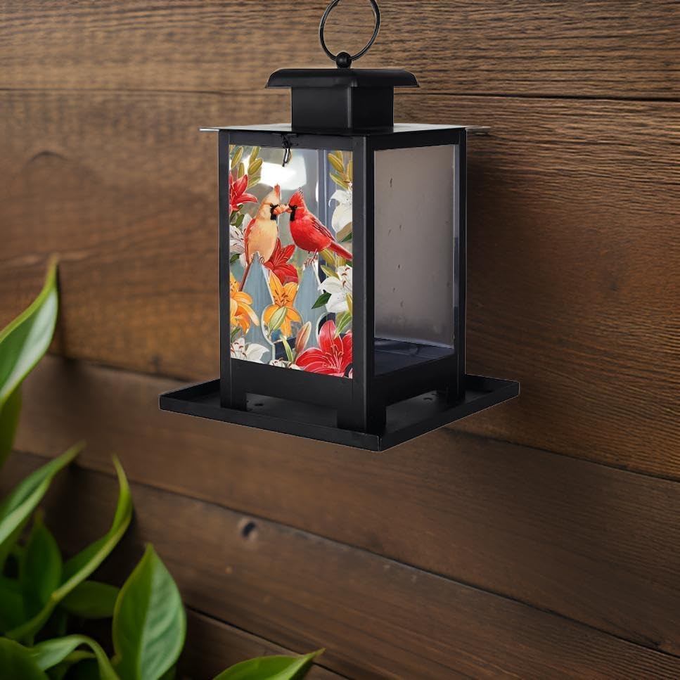 Carson 12" Cardinal Pair Bird Feeder - Cardinal Bird Feeder - Country Home Decor for Porch - Hanging Bird Feeder for Country Home Decor - Floral Bird Feeder