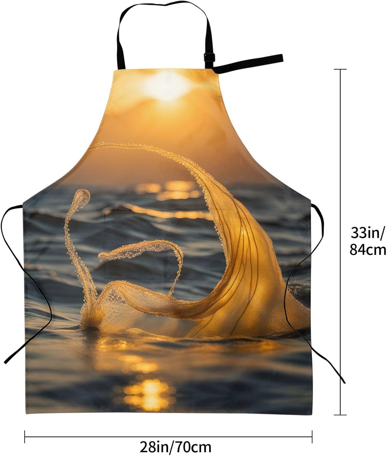 Mermaid Tail print Waterproof chef's apron with pocket apron for kitchen cooking baking barbecue and gardening
