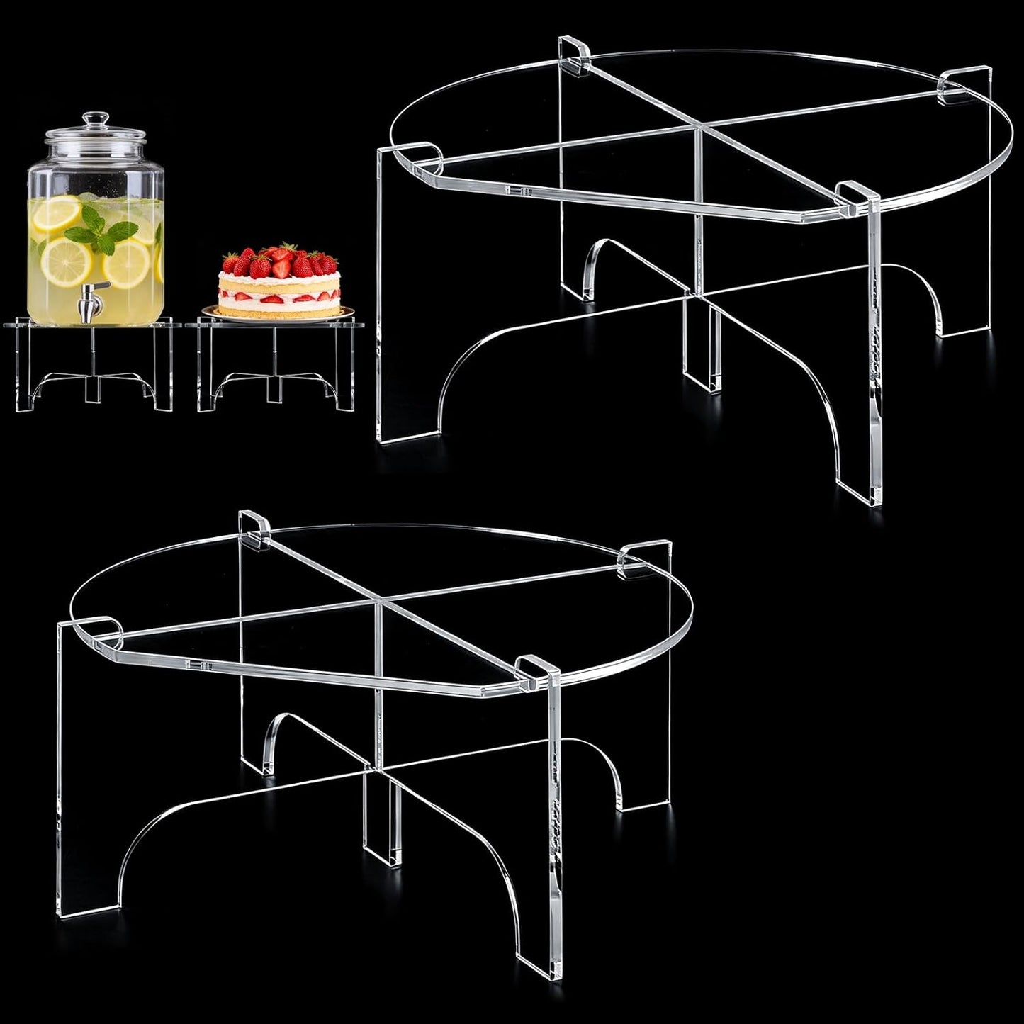 3 Pack Acrylic Beverage Dispenser Stand Fits Up to 7.1 Inch Glass Drink Dispensers, Durable 5-Leg Acrylic Holder for Water Jugs, Plant Stands, Cake Displays Perfect for Parties, Catering