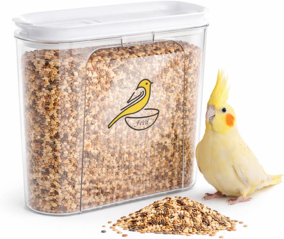 135 oz Pet Food Storage Containers-Airtight Bird Seed Storage Container with Easy Pour Spouts-Irregular Shape Wild Bird Seed Dispenser -BPA-Free Plastic for PetBirds Parakeets Finches Food Storage