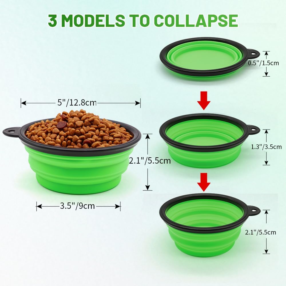 Dog Bowl Pet Collapsible Bowls, 2 Pack for Cats Dogs, Portable Pet Fee