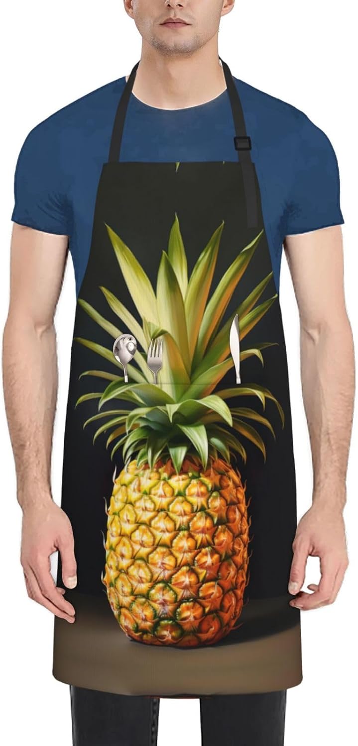 pineapple Painting print Waterproof chef's apron with pocket apron for kitchen cooking baking barbecue and gardening