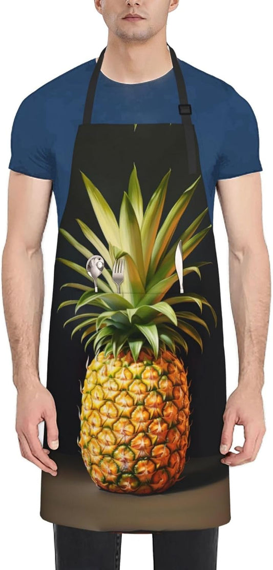 pineapple Painting print Waterproof chef's apron with pocket apron for kitchen cooking baking barbecue and gardening