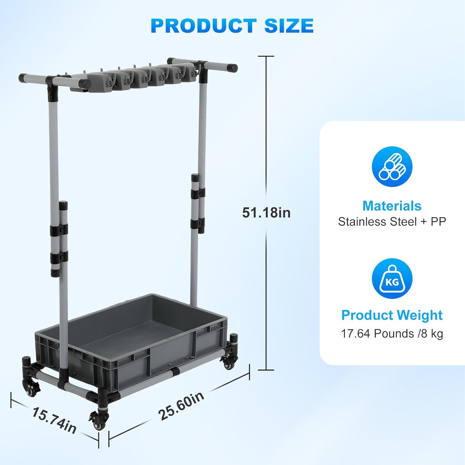 Broom and Mop Holder Freestanding Mobile Cleaning Tool Storage Rack,Fl