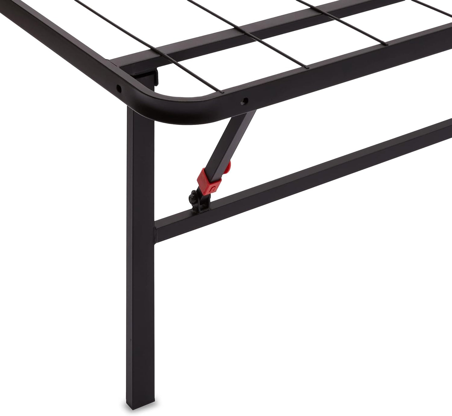 Amazon Basics Bed Frame with Storage, Foldable Metal Platform, Sturdy Steel, No Box Spring Needed, 14-inch High, Tool-Free Setup, Noise Free, Easy Assembly, Queen Size, Black