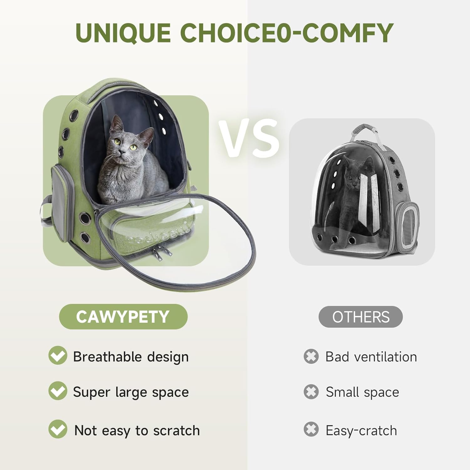 Cat Backpack Carrier, Breathable Cat Carrier Large Space Bubble Pet Ba