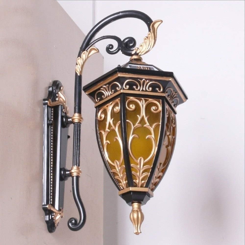 Creative Carved Retro Solar Glass Wall Lamp Outdoor IP65 Waterproof Antirust Lantern Victoria LED Sconce Exterior Villa Garden Courtyard Metal Bracket Light