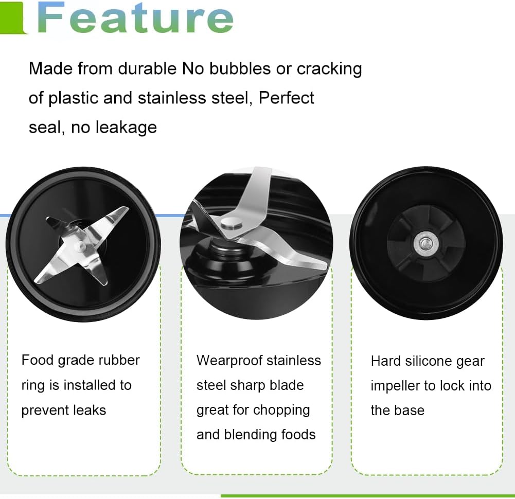 QT 2X Cross Blades compatible with Magic Bullet 250W MB1001 Series With Gaskets Replacement Blender Part