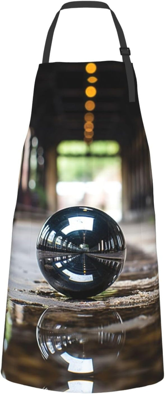Black Marble print Waterproof apron with pocket adjustable cooking apr
