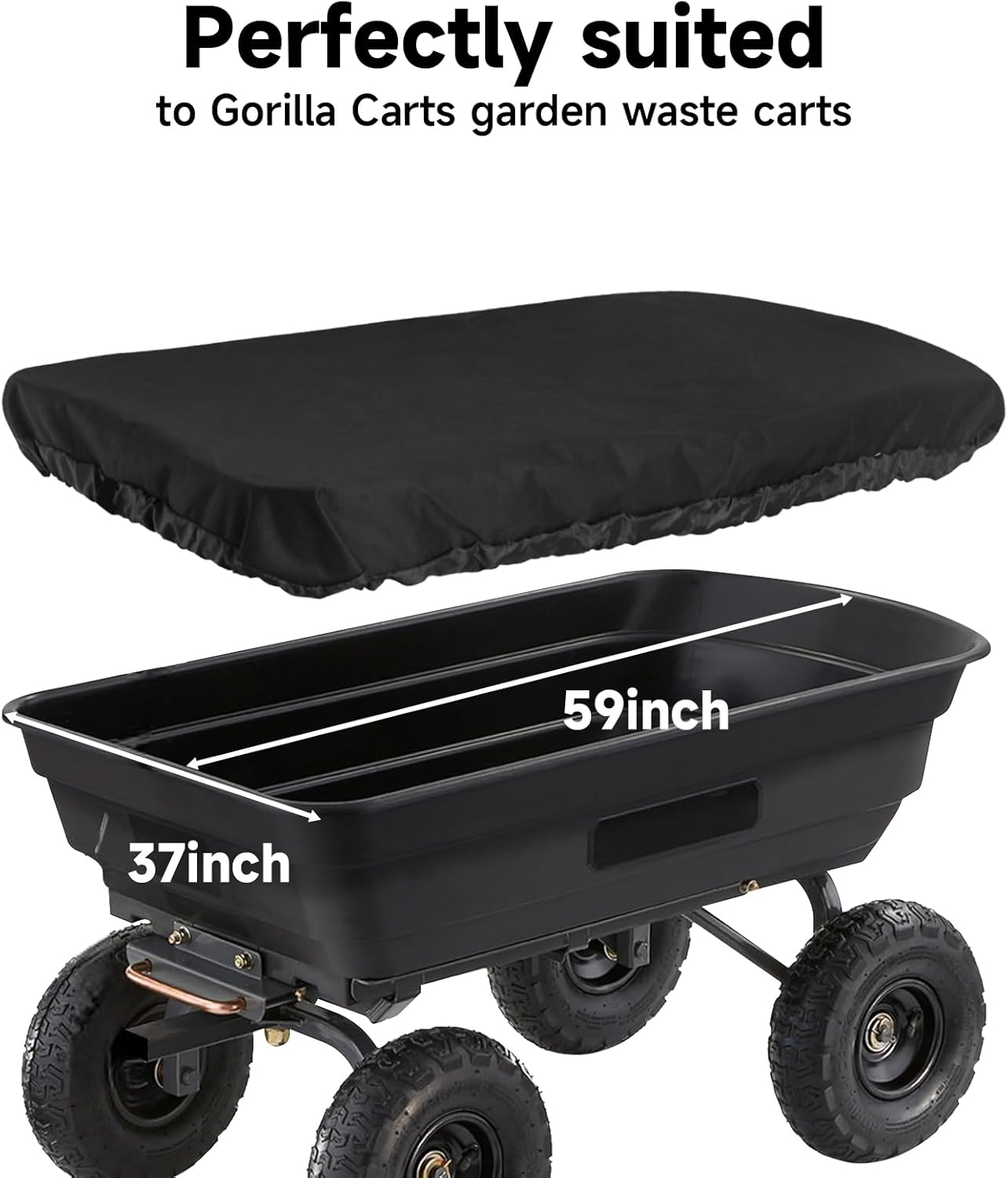 Collapsible Wagon Cover for Gorilla Carts Poly Garden Dump Cart, Outdoor Garden Wagon Cart Cover, Waterproof Dustproof UV Resistant Wagon Rain Covers Perfect for Lawn, Barn and Farm