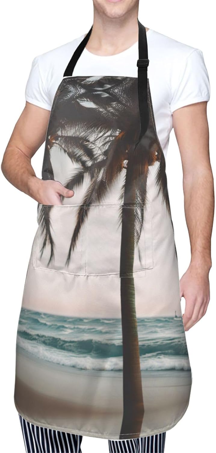 cartoon pigeon 1 print Waterproof chef's apron with pocket apron for k