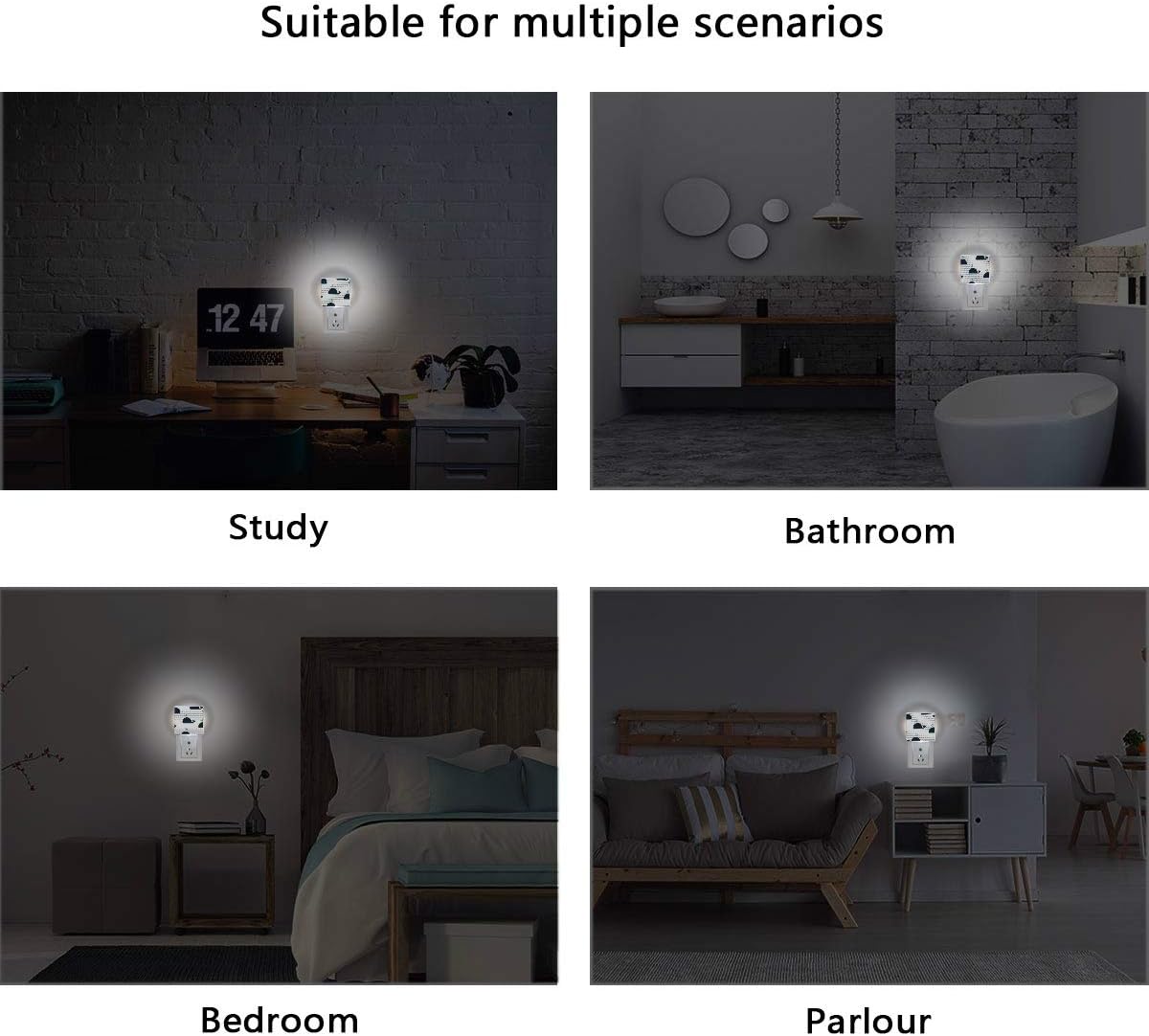 Plug-in Night Light Waves and Whale Printed LED Nightlight, Dusk-to-Da