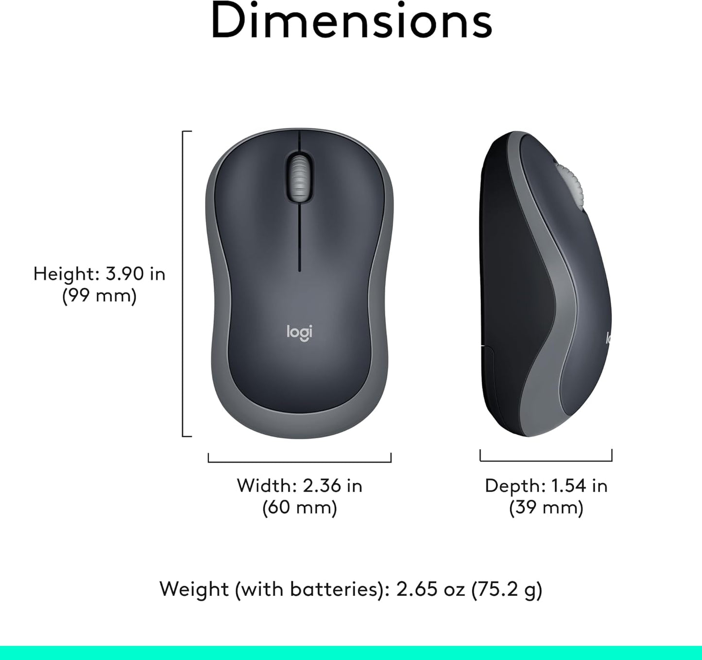 Logitech M185 Wireless Mouse, 2.4GHz with USB Mini Receiver, 12-Month 